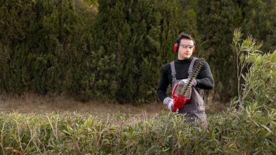 hombre podando el jardín